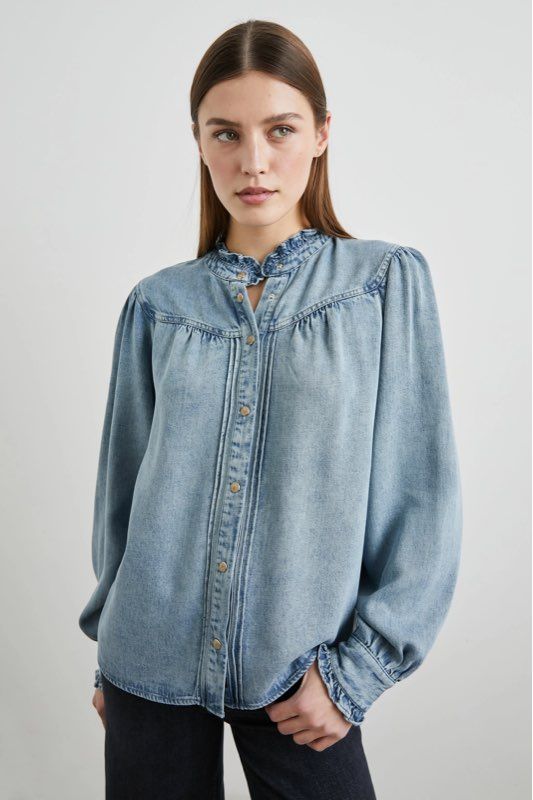 NWT RAILS Alanna Denim Blouse Antique Indigo Women's Size XS