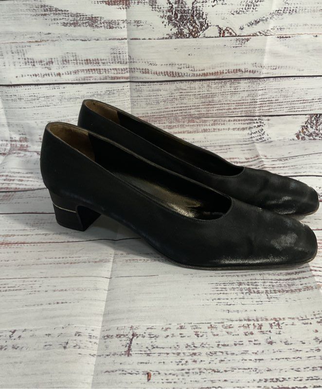 Women's' Salvatore Ferragamo Black Satin Slip-On Heels Size 9