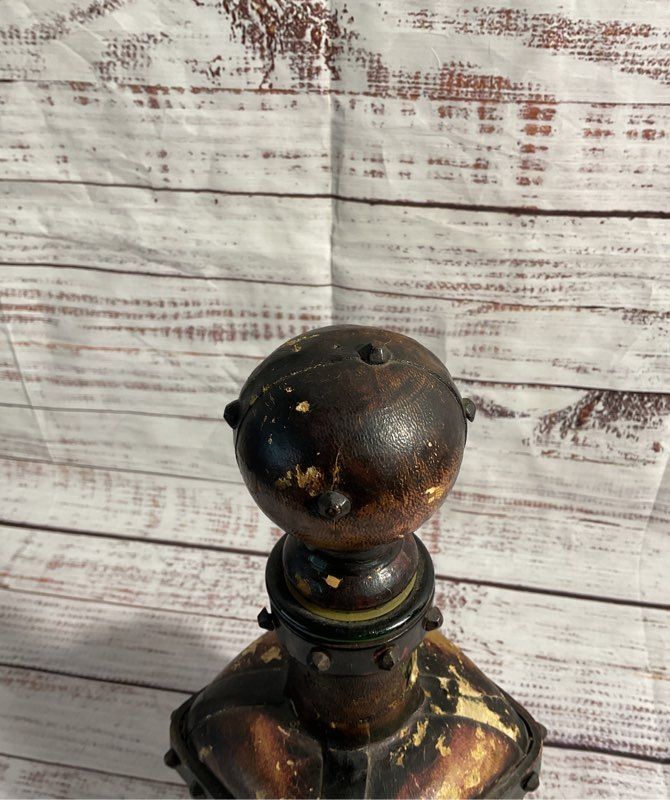 Decorative Display Leather Clad Drinks Decanter Bottle Made In Italy 11"