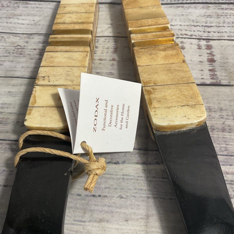 NWT Zodax Horn & Bone IN-7331 Handmade Indigenous Salad Serving Utensil 2 Pc Set