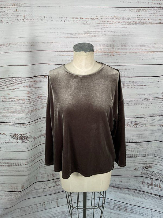 NWT J Jill Metallic Mocha Polyester Blend Pullover Blouse - Size XL Petite