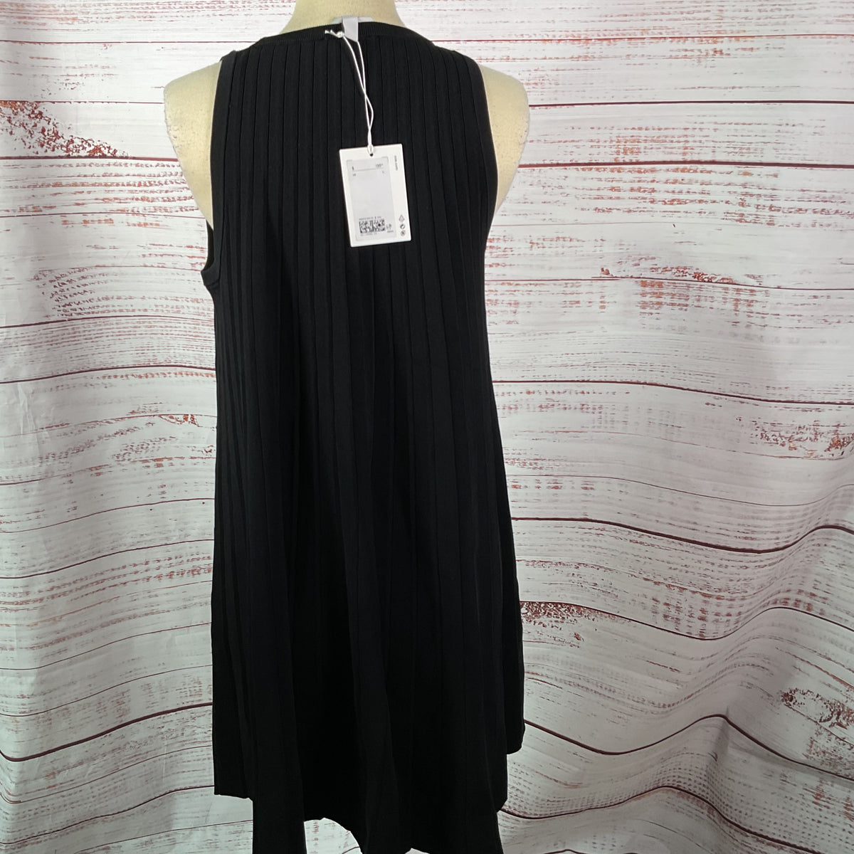 NWT COS Women's Black Knit Ribbed Tank Midi Dress- SZ L