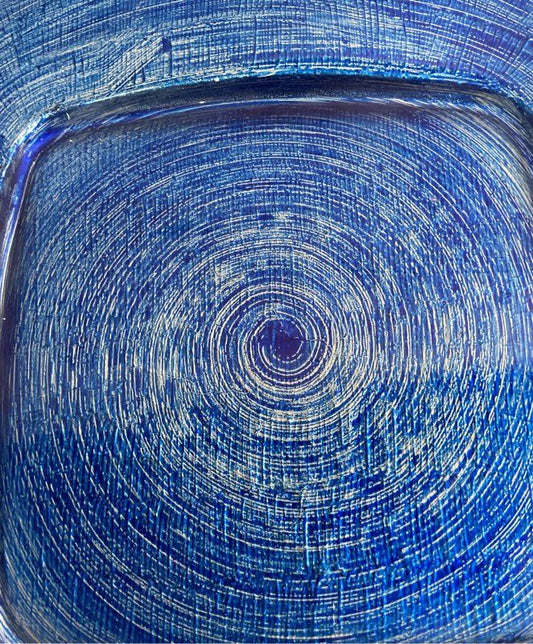 Dogale By Greggio Blue Spiral Square Bent Glass Plate 12.5"