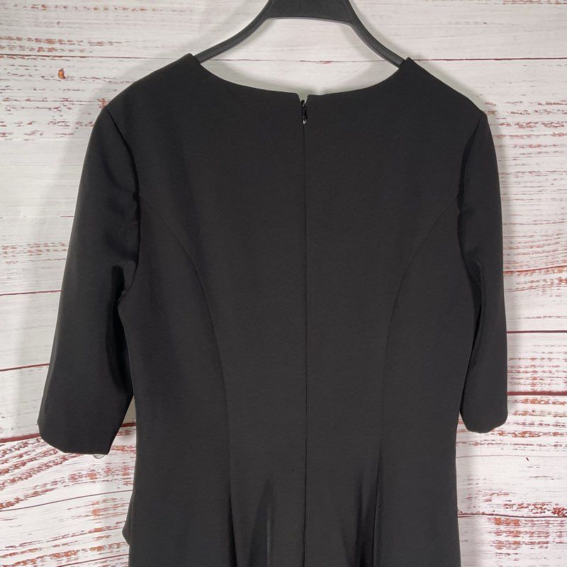 Kay Unger Davina Walk Thru Black Asymmetric Gown Jumpsuit - Size 10