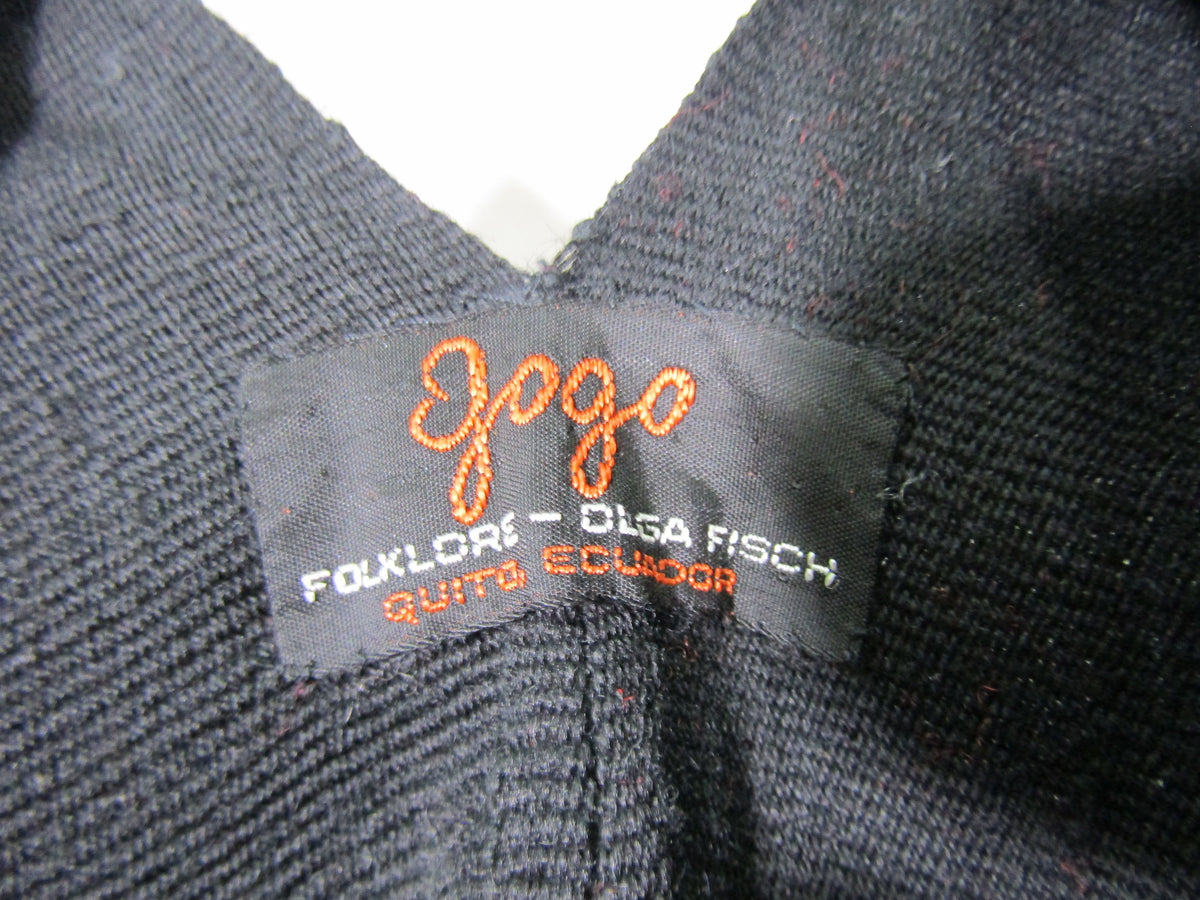 GoGo Folklore by Olga Fisch Women's Black & Red Handwoven Wool Shawl