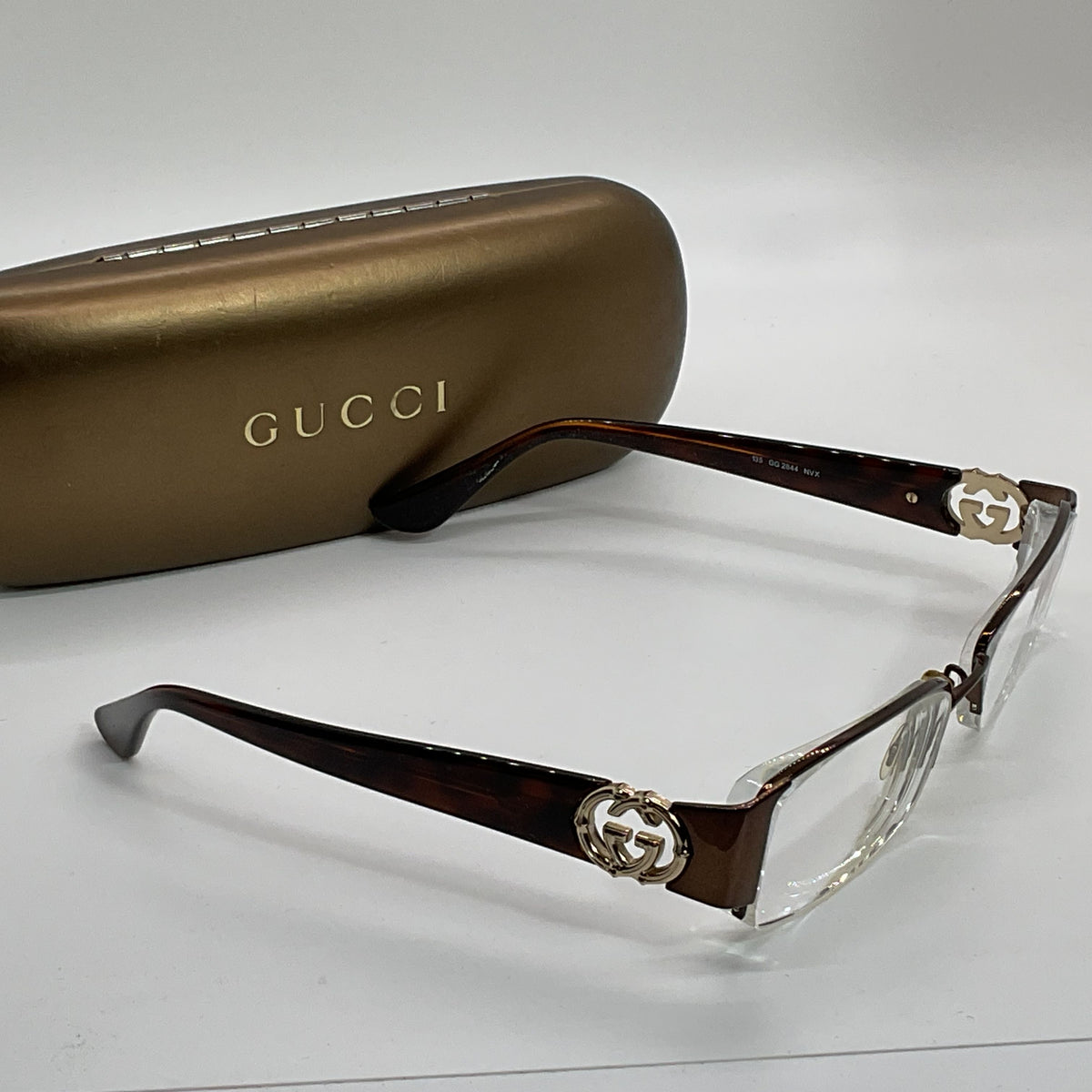 GUCCI GG2844 Unisex Brown Gold Tone Logo Eyeglasses- 51[ ]17 135 (FRAMES ONLY)