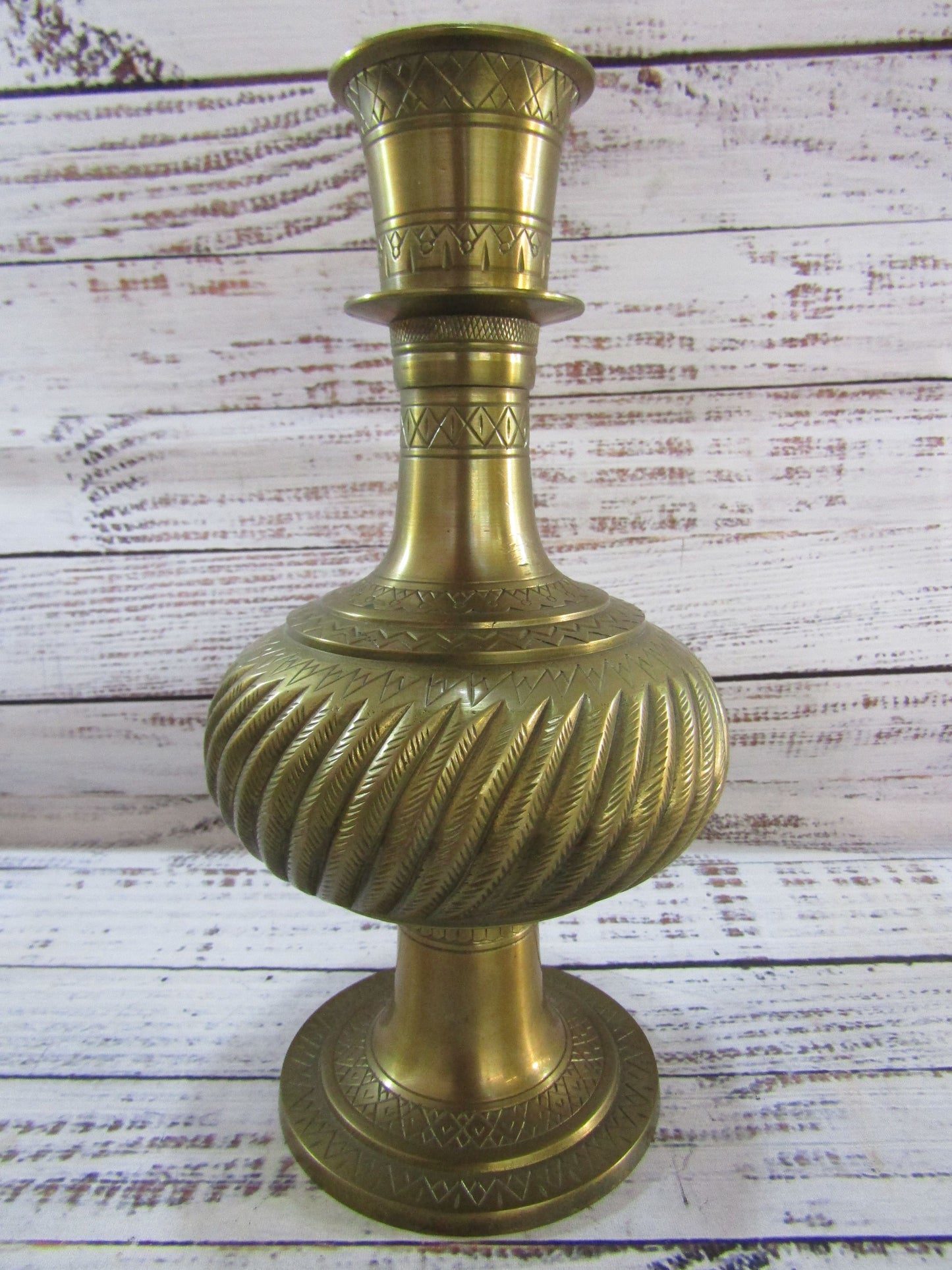 Vintage Handcrafted Ornate Brass Vase Made in India