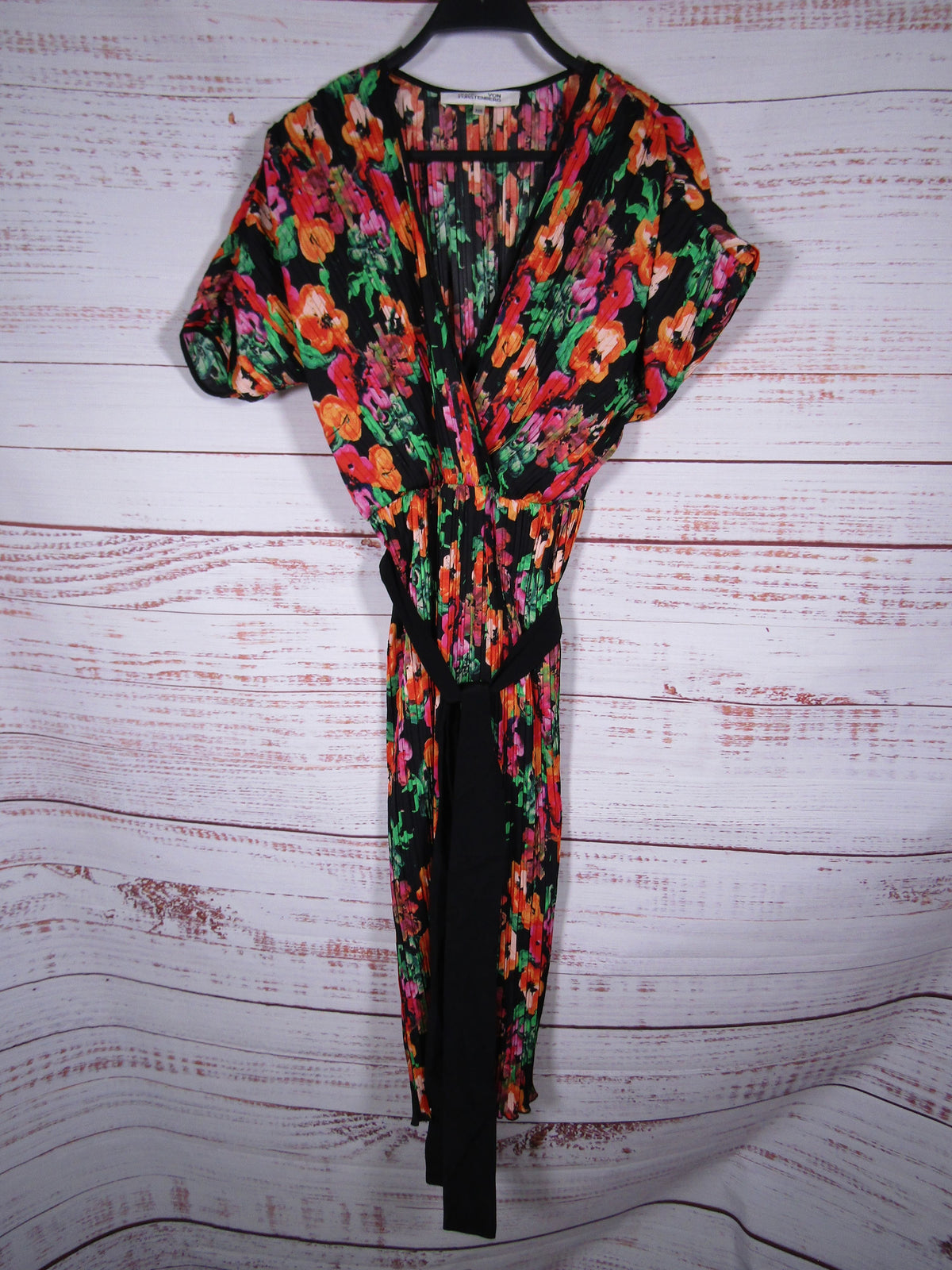 Diane Von Furstenberg Autumn Women's Multi-Color Pleated Midi Dress Size XXS