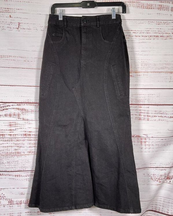 Ellie Makir Tailored Flare Denim Skirt Black XS