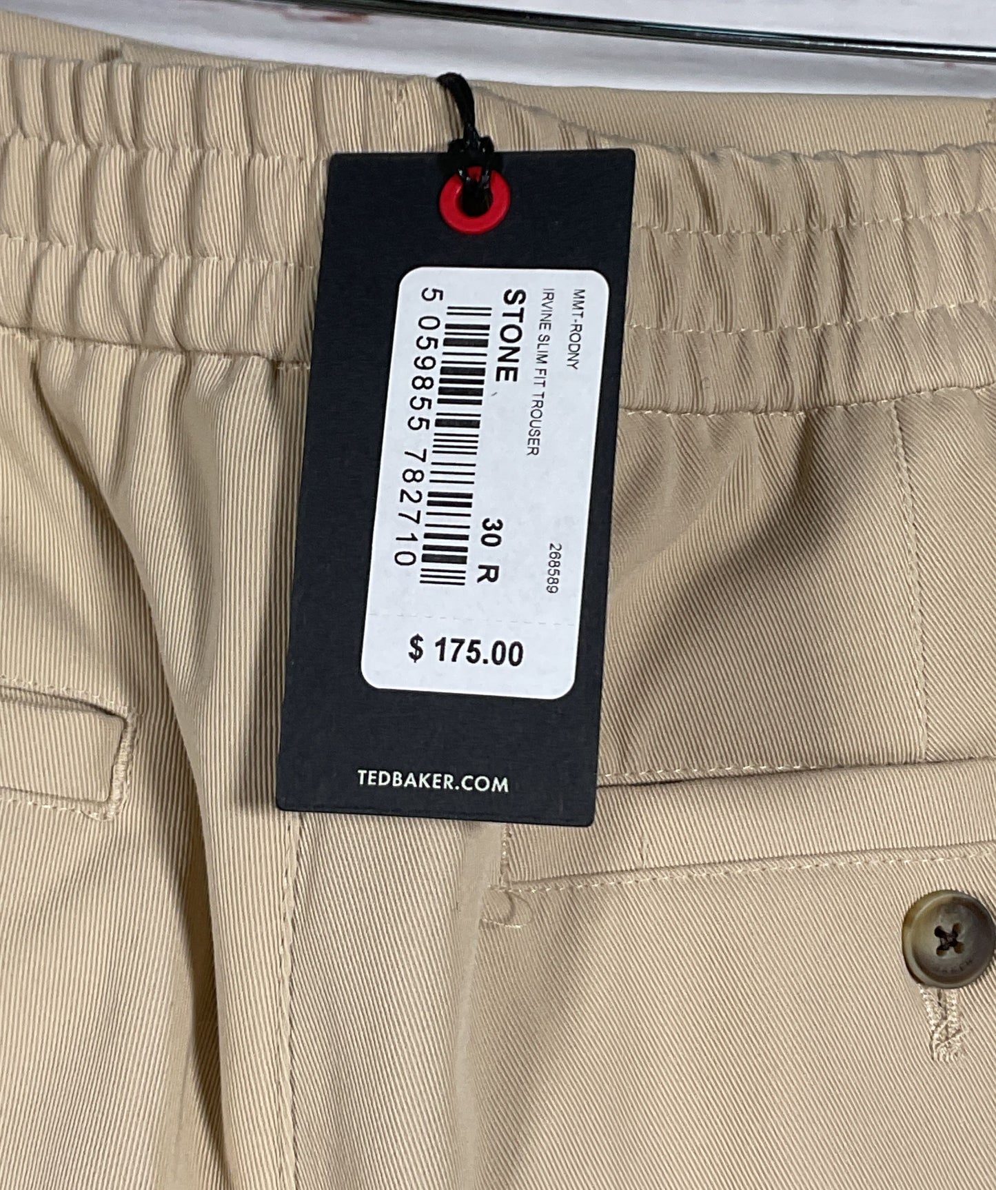 Ted Baker Men's Irvine Slim Fit Trousers Stone 30R
