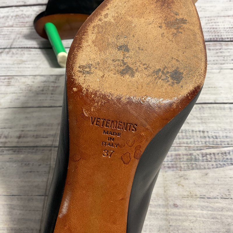 Vetements Green Lighter Heel Black Leather Mule Heel Women's Size 7 Shoes