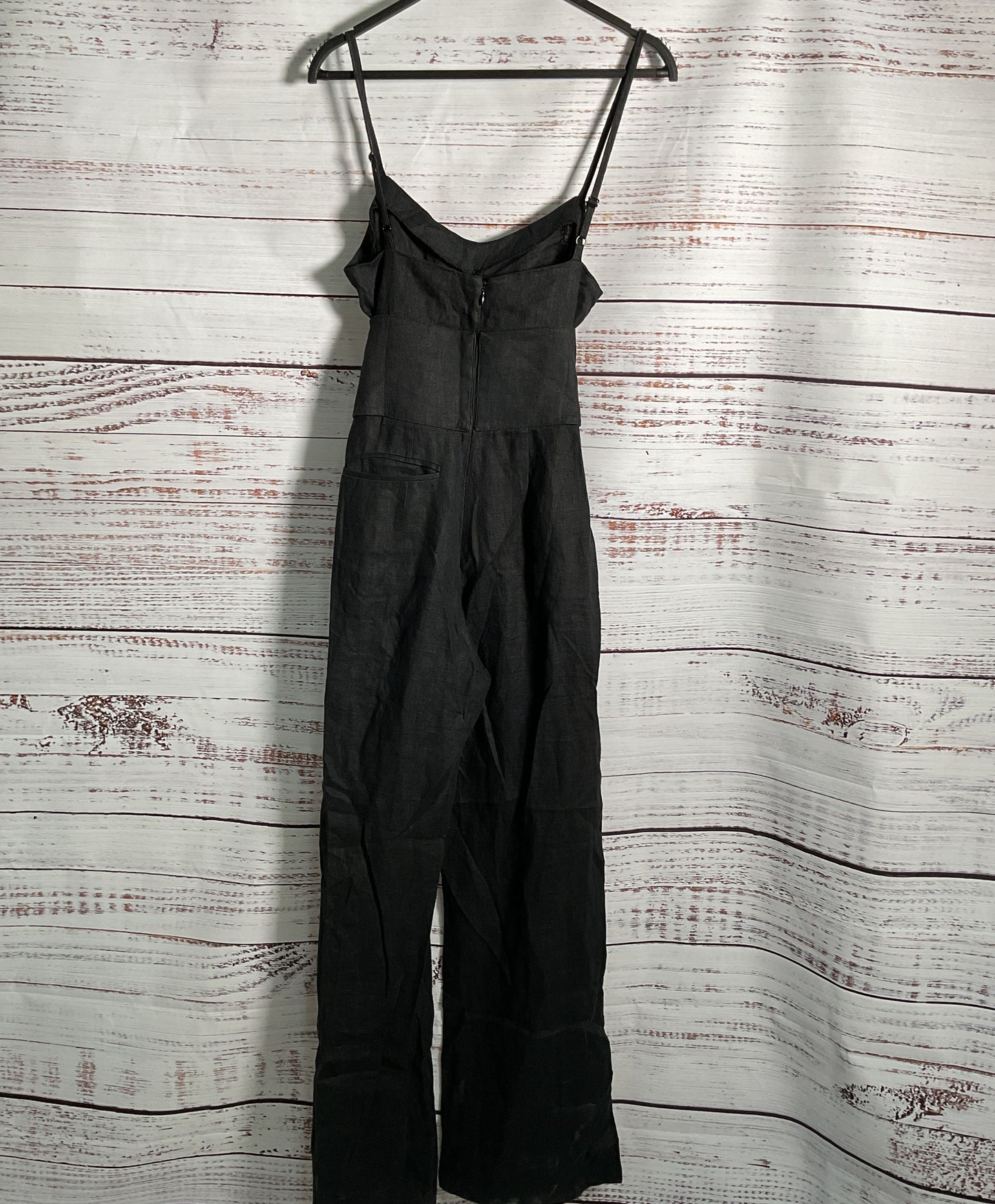 Women's Reformation Black Linen Jumpsuit w/ lace up corset Size 2