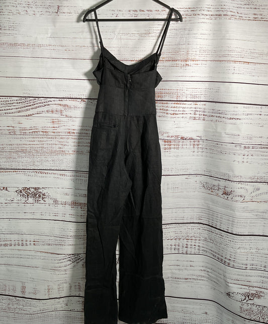 Women's Reformation Black Linen Jumpsuit w/ lace up corset Size 2