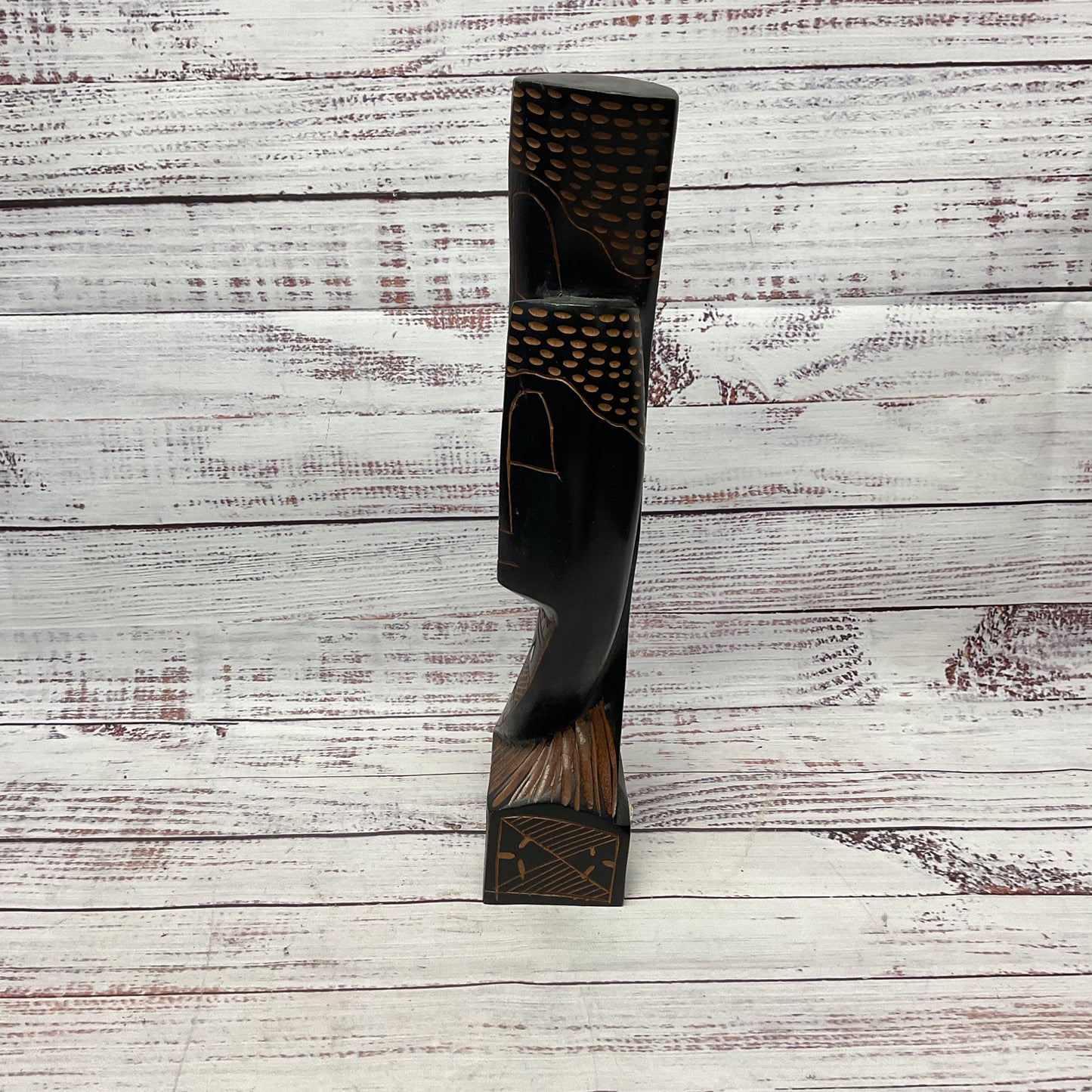 Jack's Of Fiji Hand Carved Wooden Mother Of Pearl Inlay Statue 12"