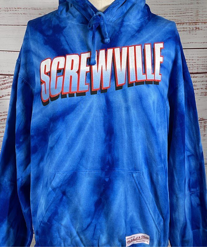 Mitchell & Ness x DJ Screw Men's Screwville Tie-Dye Pullover Hoodie Blue S