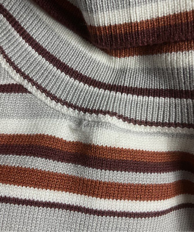 De Rococo Striped Sleeveless Knit Turtleneck Top Multicolor XS
