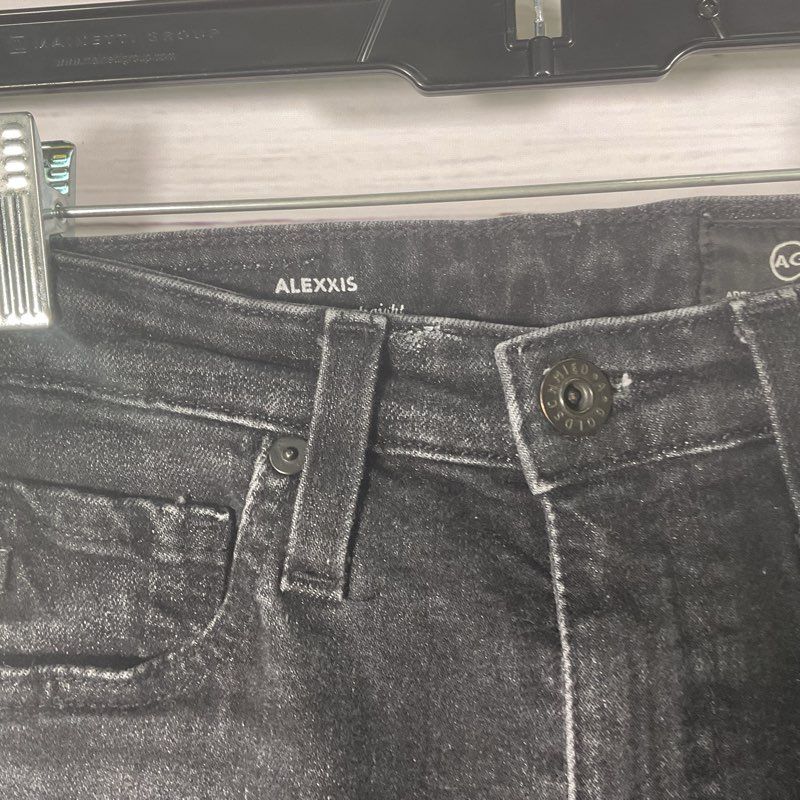 Adriano Goldschmied AG Alexxis High Rise Straight Leg Faded Black Jeans Size 24R