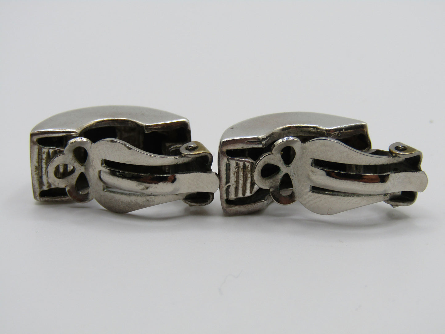 Sterling Silver Black Enamel Clip-On Earrings