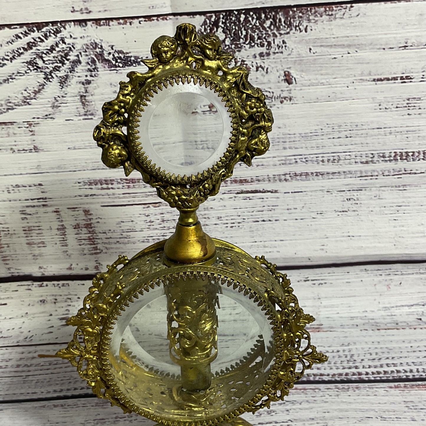 VTG./ANTIQUE MATSON?? Ormolu Filigree Perfume Bottle- 8"