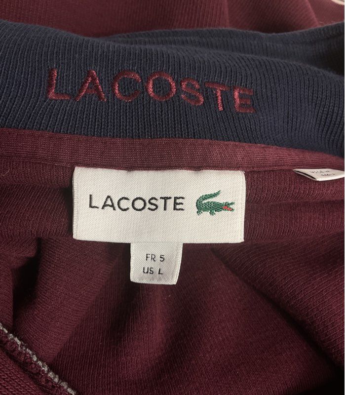 Lacoste Zipped High Neck Cotton Sweater Burgundy L
