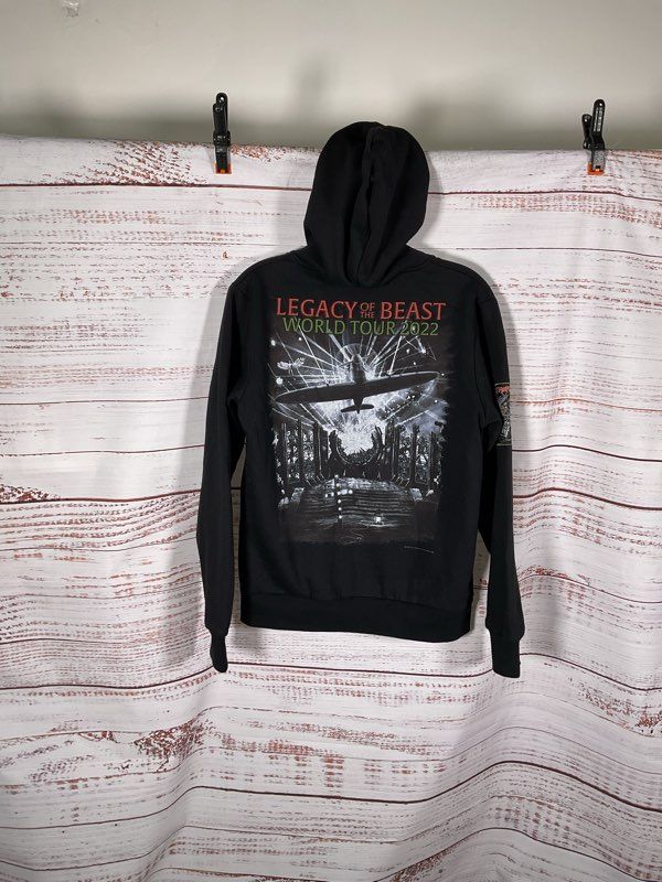 Iron Maiden Legacy of the Beast World Tour 2022 Zip Up Black Hoodie Size S