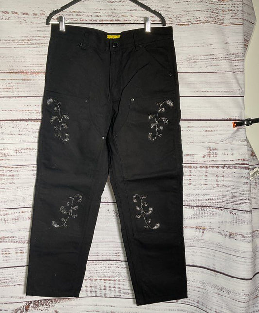 Unisex Golf Wang Black Cargo Jeans with crystal embellishment Size 30