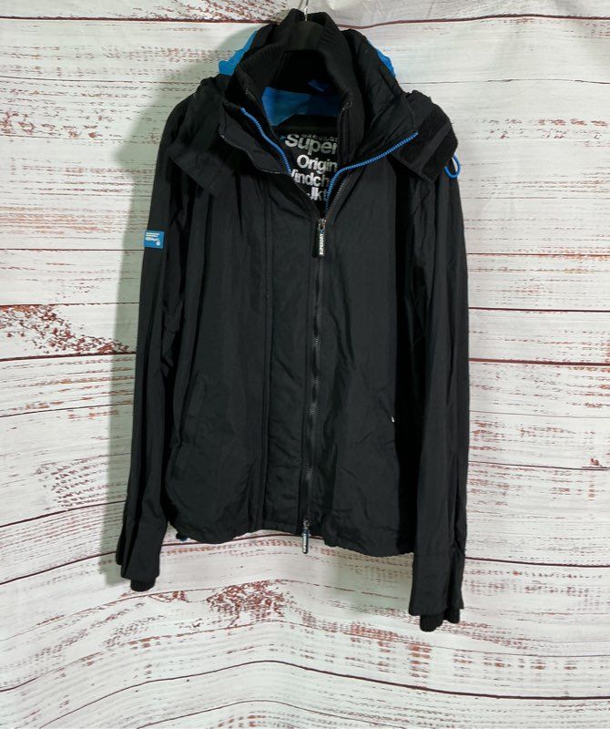 Men's Superdry Black with blue Original Windcheater Jacket Size 2XL Retail $130