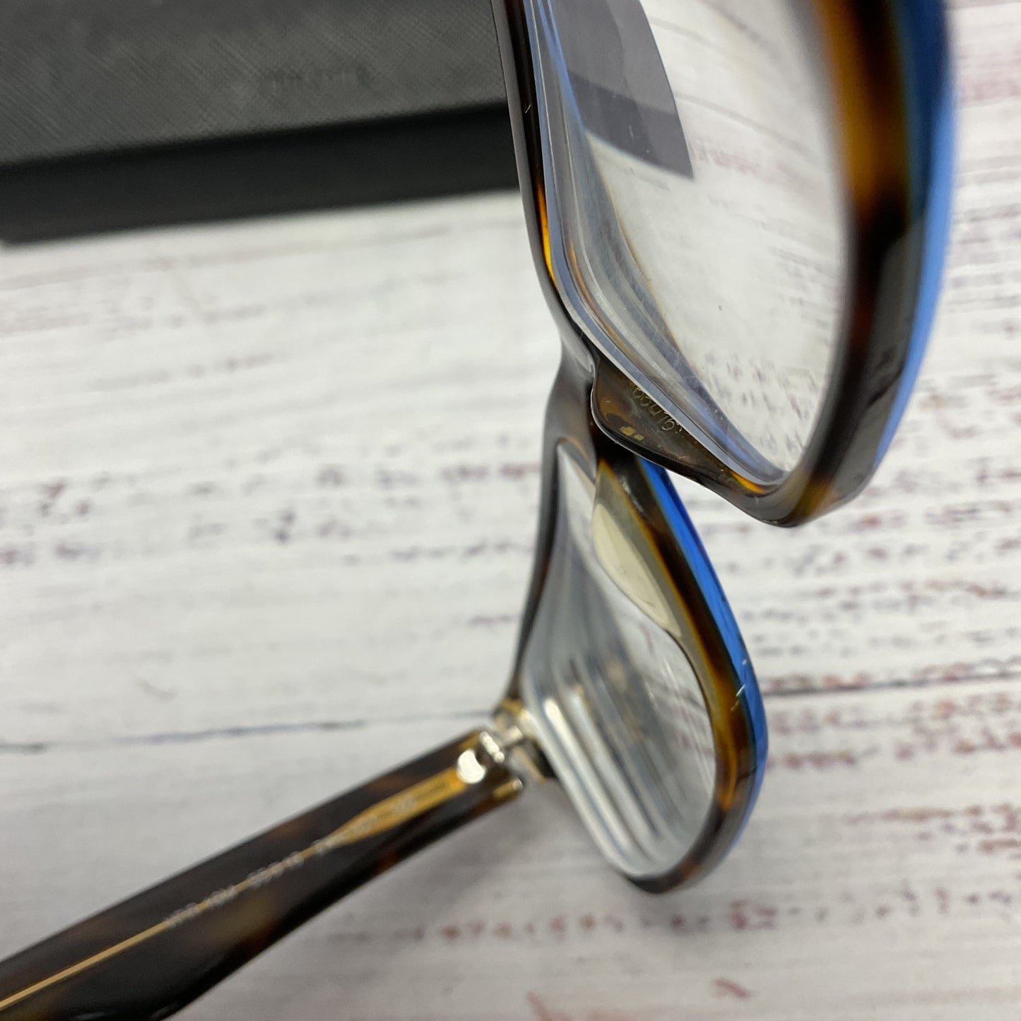 Prada VPR16M Brown Tortoiseshell Blue Overlay Glasses 55 16 Framed Case Only*