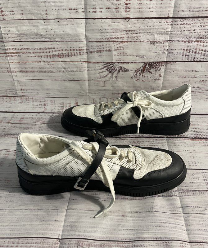 1017 ALYX 9SM Buckle Strap Black & White Leather Rubber Low Sneakers 45EU/12US
