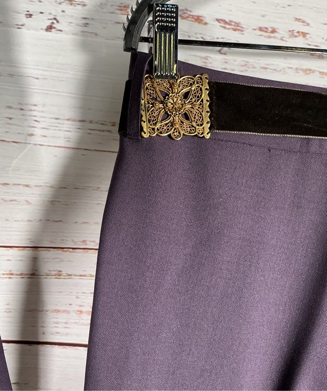 Women's Jenni Kayne Purple Wool Pant Suit with belt Size 2