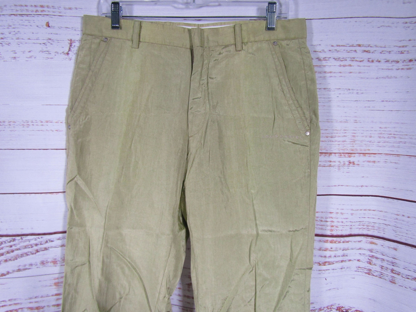 Louis Castel Men's Green Nylon Pants Size 32