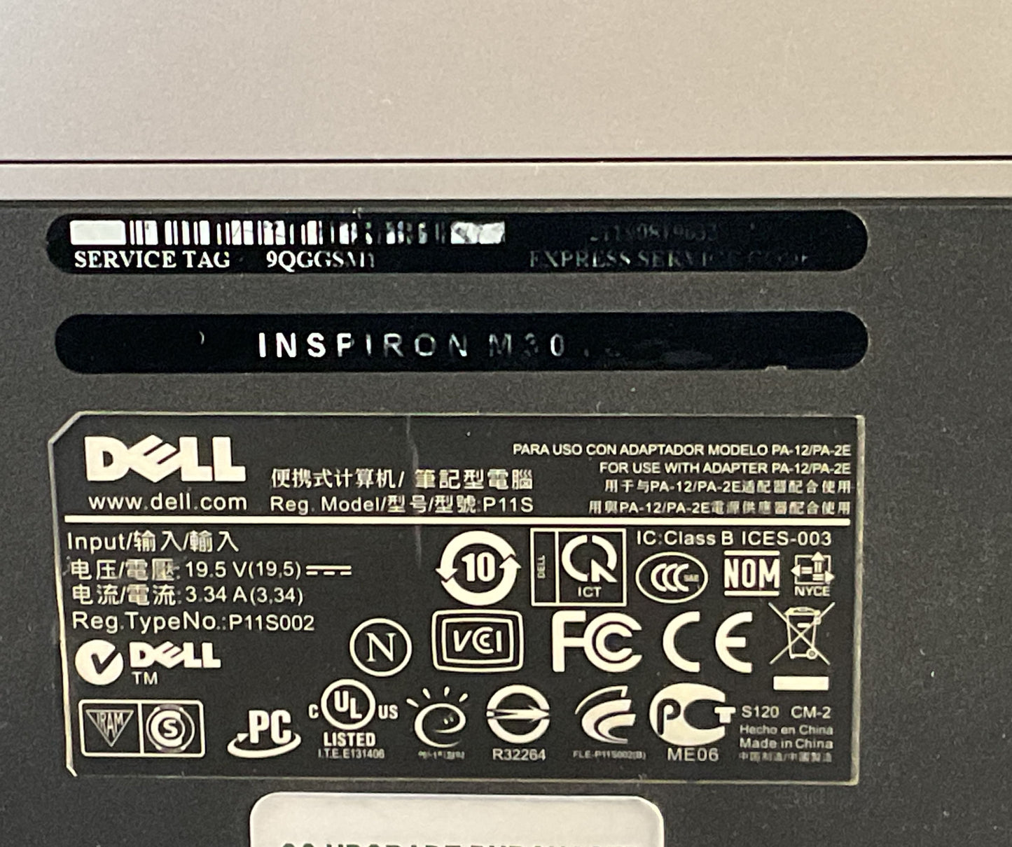 Dell Inspiron M301z Windows 7 For Parts Laptop Silver