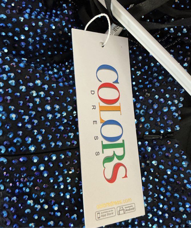 NWT Colors Blue and Black Beaded Dress Size 2 STUNNING!!