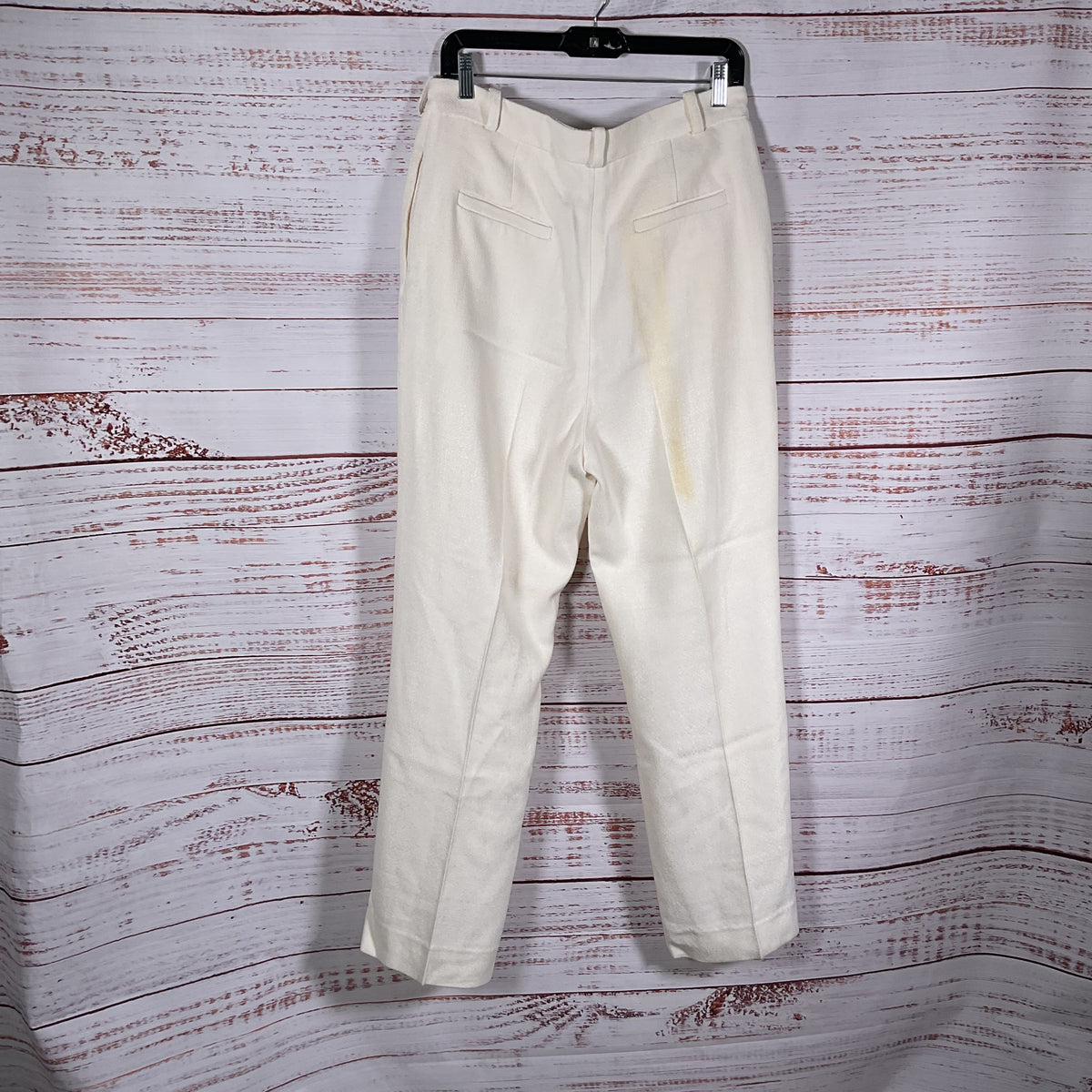 Tove Ecru White Knit Pleated Trousers Pants - Size 42 As-Is Stained