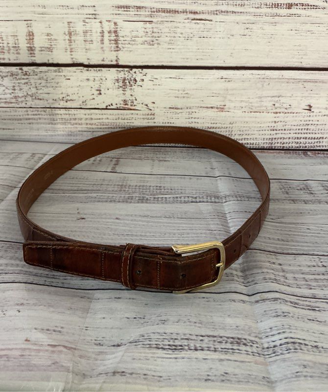 Men's Eelskin Brown Leather Belt Size 34