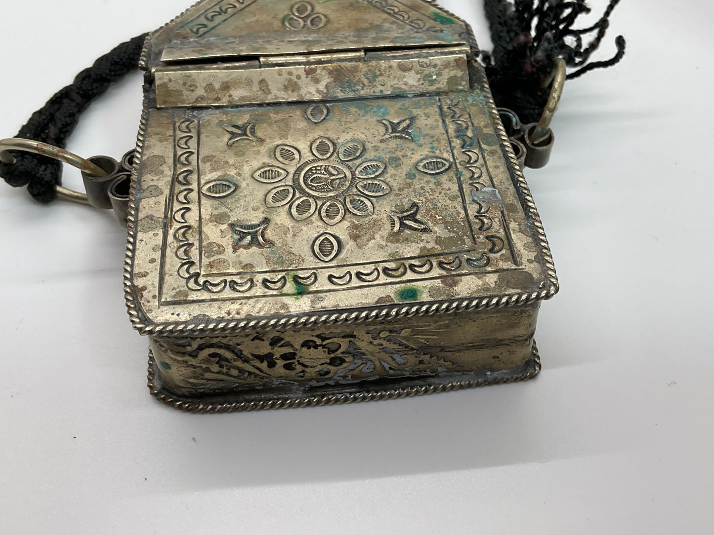 VTG./ANTIQUE Silver Tone Quran, Amulet Box, Hirz, Talisman Box- 3.25" x 2.25"