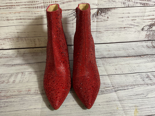 NWB BETSEY JOHNSON Women's Red Glass Stones Booties Shoes- SZ 9.5M