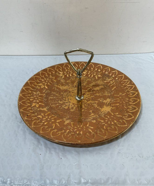 HAND PAINTED STANGL GRANADA GOLD SNACK PLATE 5151 10"
