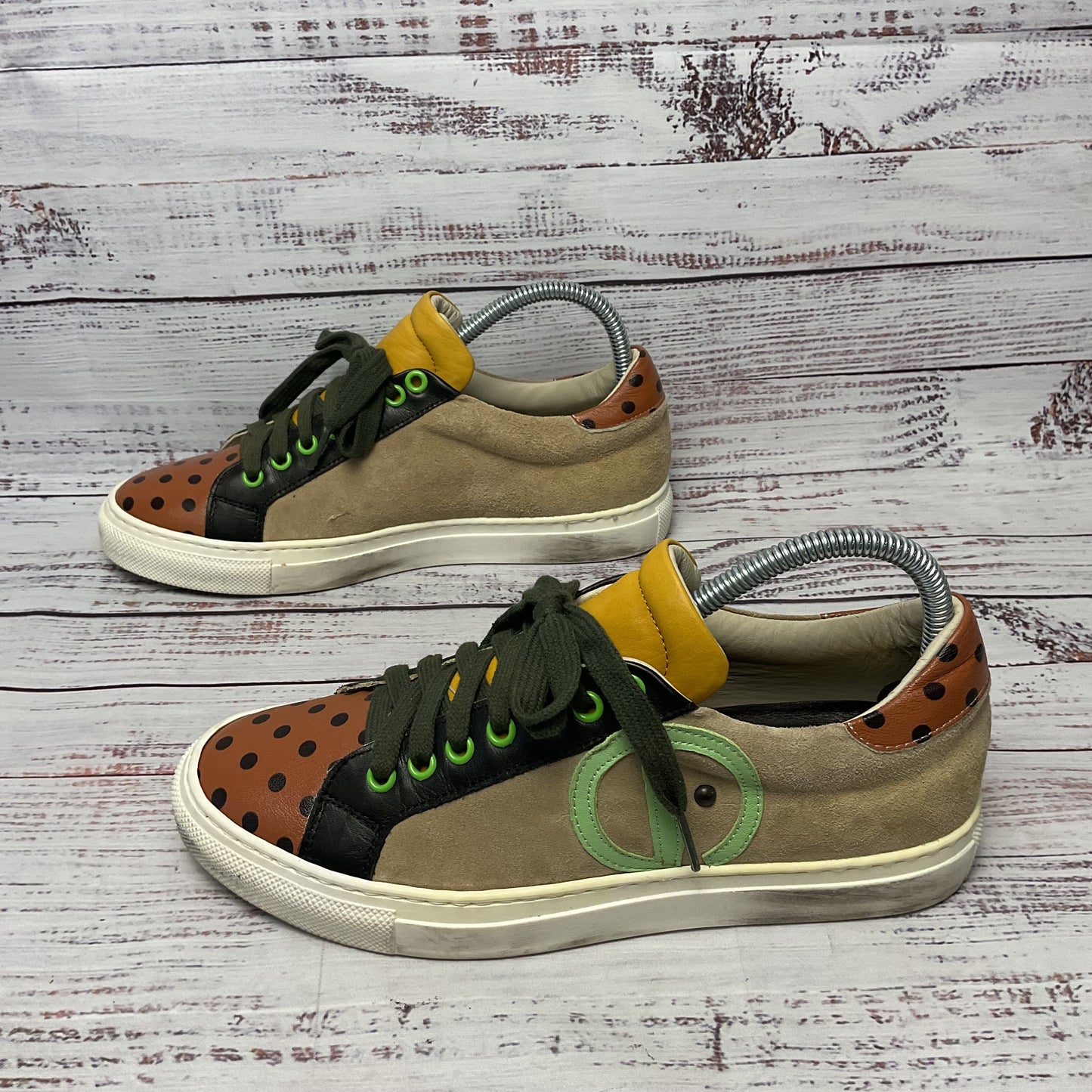 eBarrito Multicolor Polkadot Leather Sneaker Casual Shoe Women 7.5