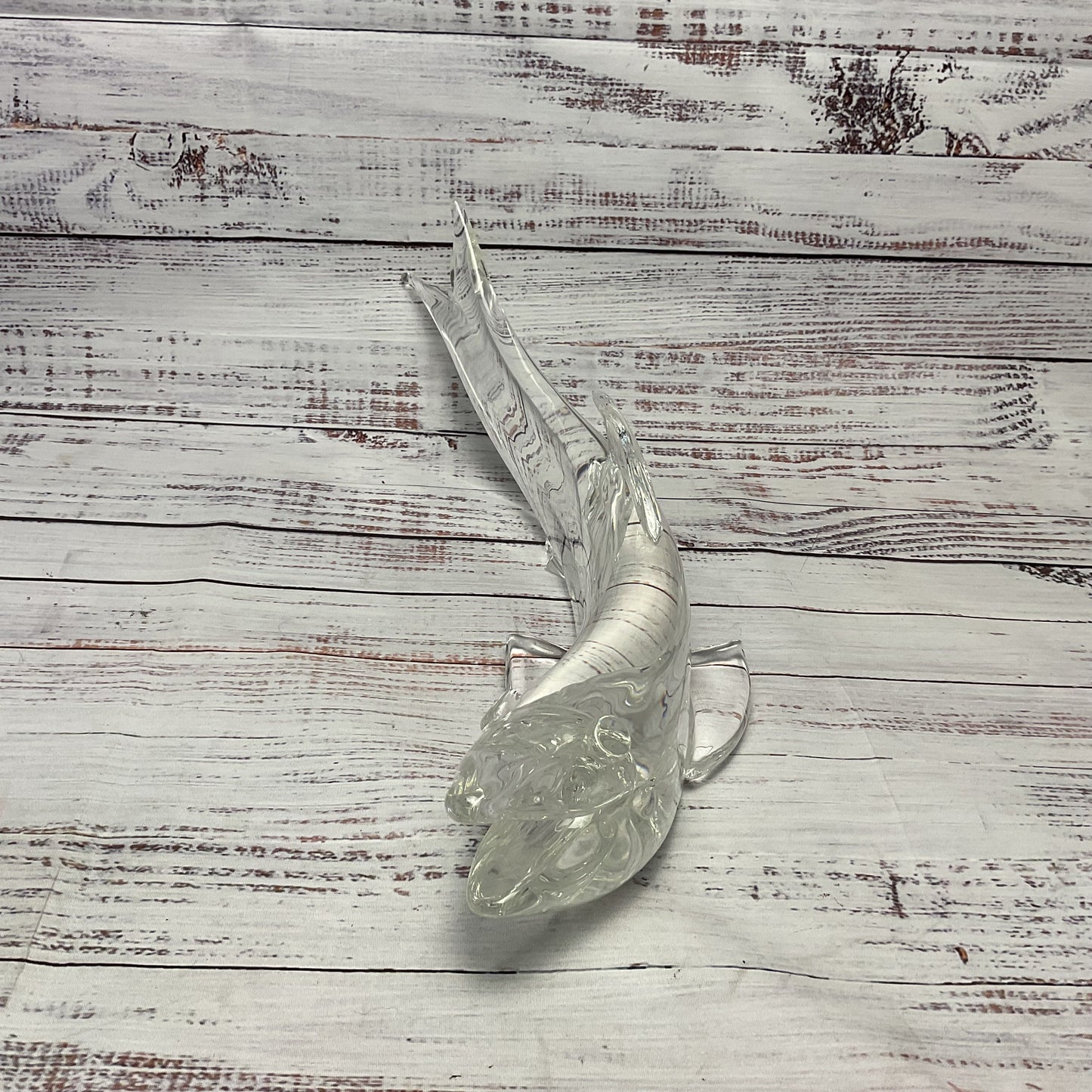 Steuben Crystal Glass Fish Salmon Art Sculpture 16" Long Signed Damaged*