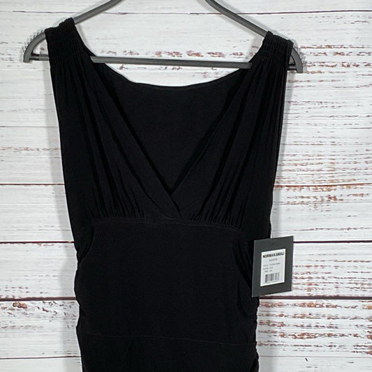 NWT NORMA KAMALI Women's Black Tara Side Drape Gown w/ Built-In Underwear- SZ L
