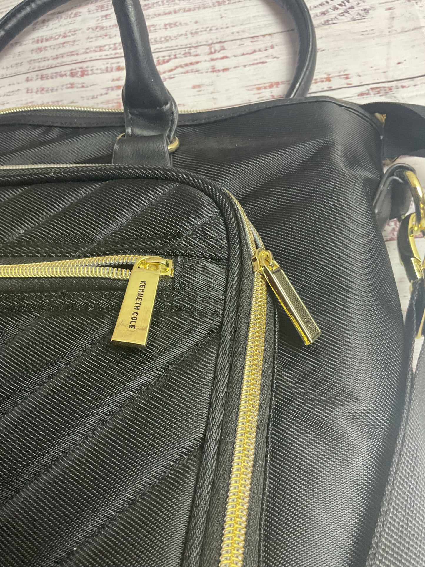 Reaction Kenneth Cole Black and Gold Tote Laptop Bag