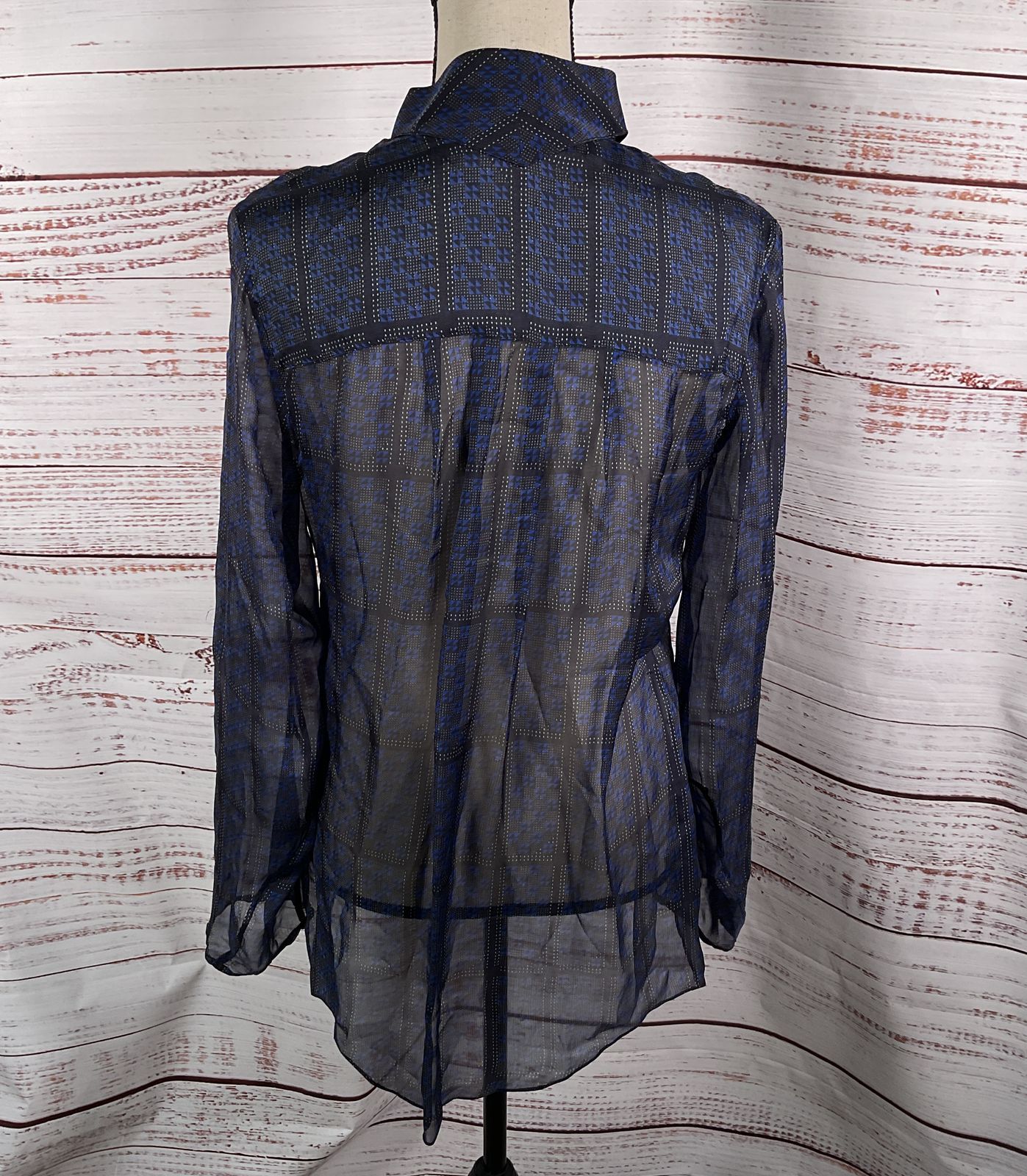 Theory Theyskens Sheer Long Sleeve Shirt Blue S