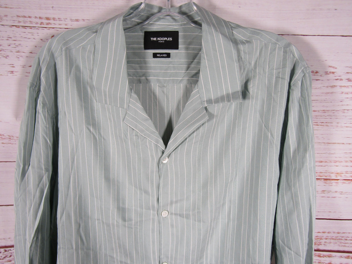 The Kooples Men's Mint Green Long Sleeve Pinstripe Shirt Size L