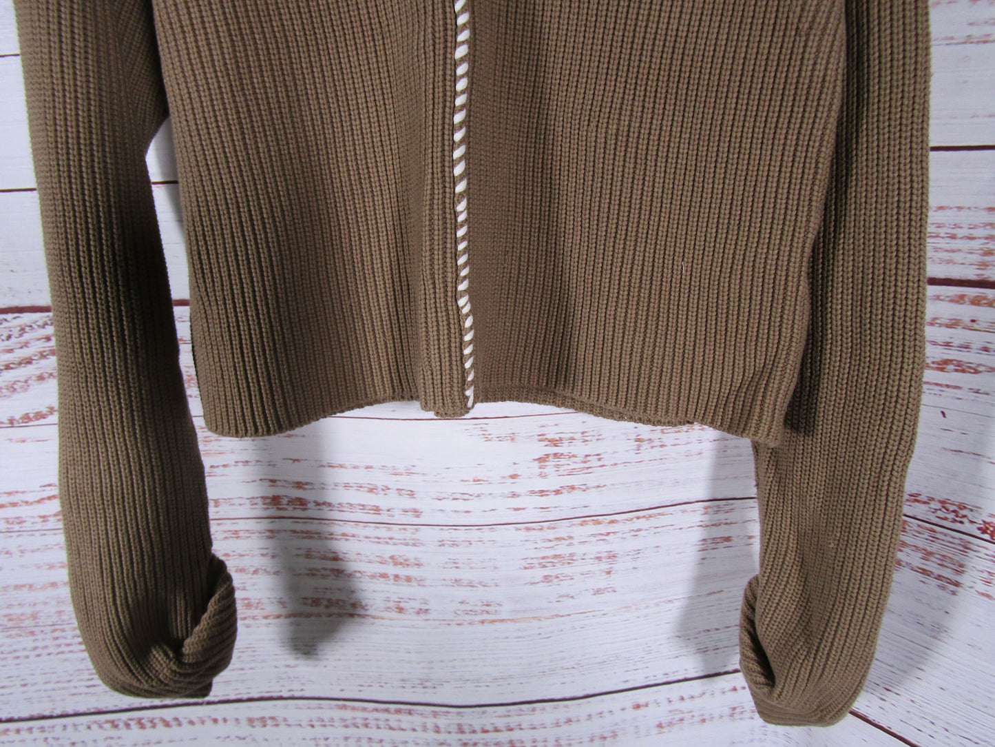 Ninety Percent Net Sustain Iris Women's Brown Cotton Blend Knit Sweater Size S