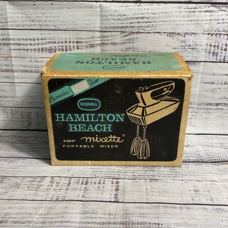 VTG. Scovill Hamilton Beach Super Mixette Hand Portable Mixer 79-1 Green In Box
