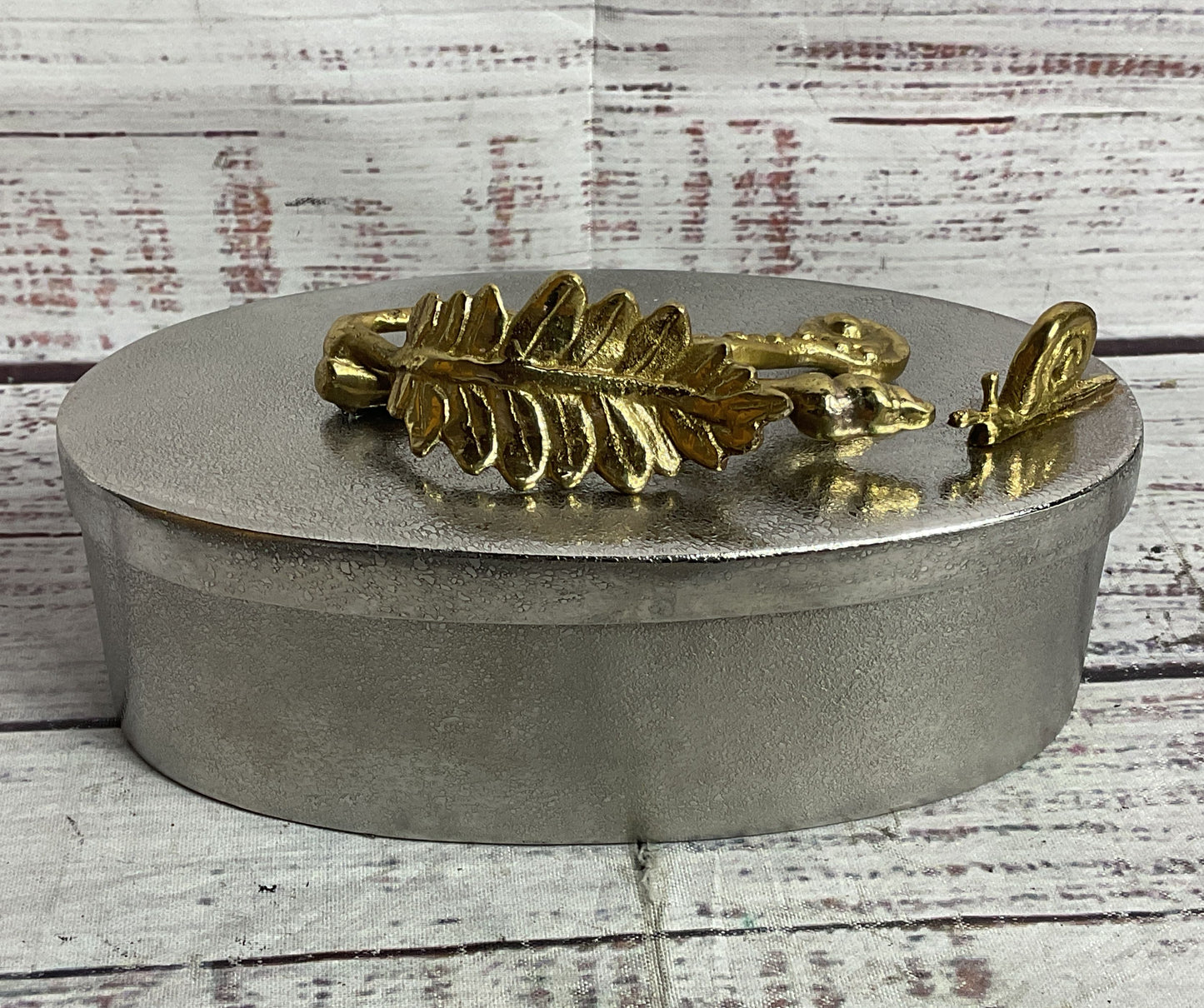 Michael Aram Enchanted Garden Oval Trinket Box Silver Tone