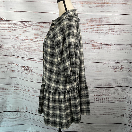 Jonathan Simkhai Crissy Black White Plaid Button Up Shirt Dress - Size XS