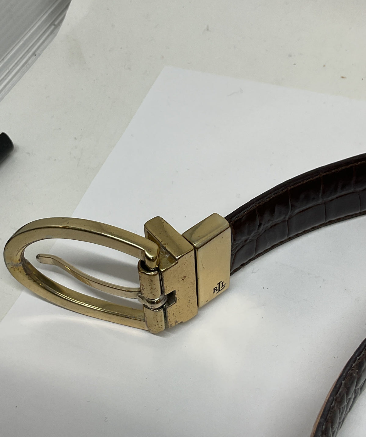 Ralph Lauren Brown Embossed Leather Vintage Belt