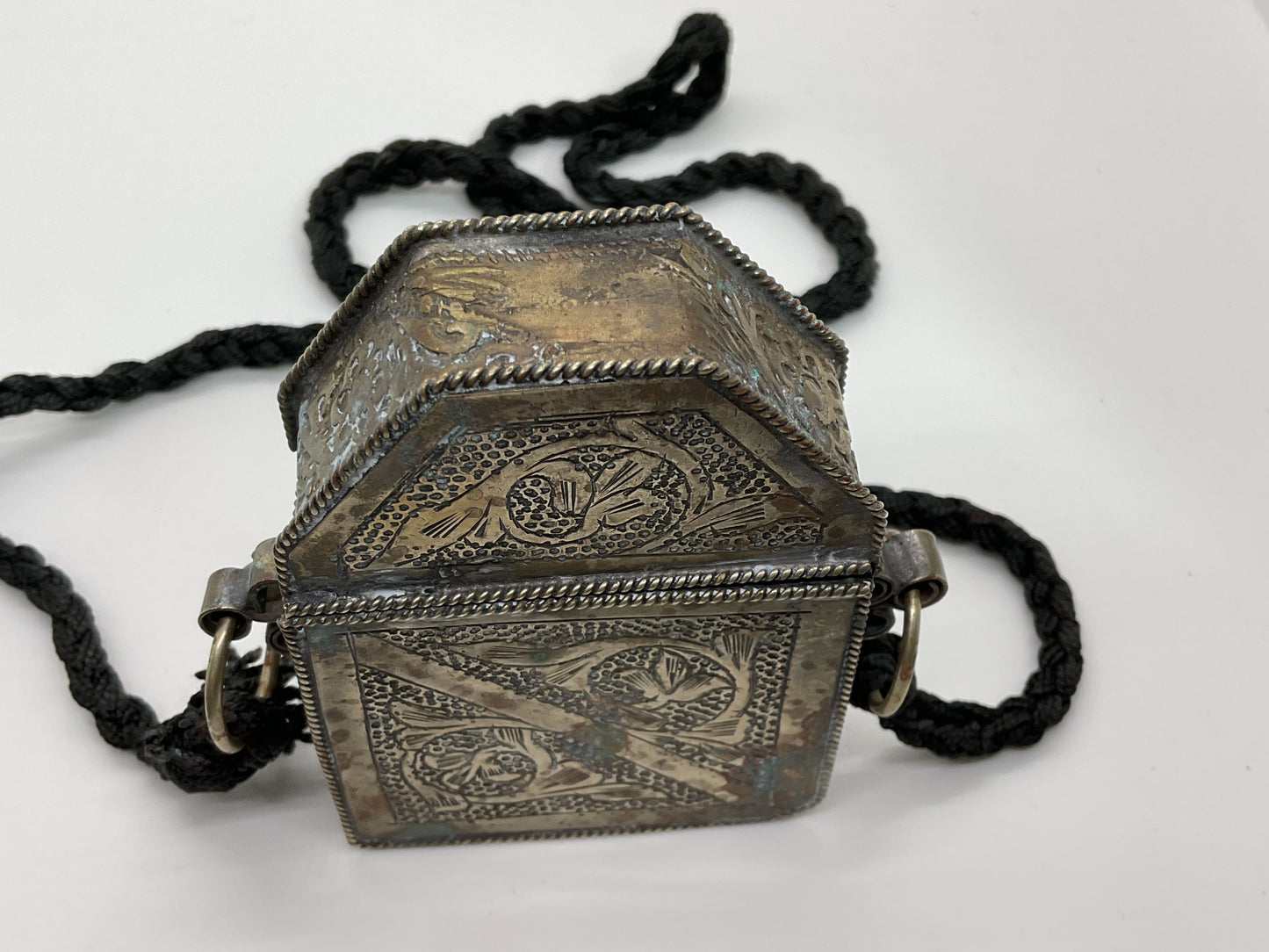 VTG./ANTIQUE Silver Tone Quran, Amulet Box, Hirz, Talisman Box- 3.25" x 2.25"